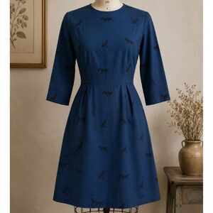 Vintage The Vested Gentress Dog Print Wool Dress Blue Women’s Size 10 USA